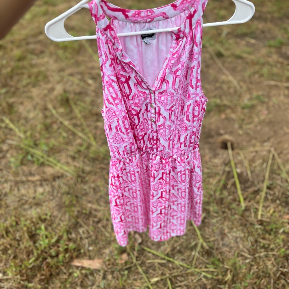 Mud Pie Pink and White Patterned Dress